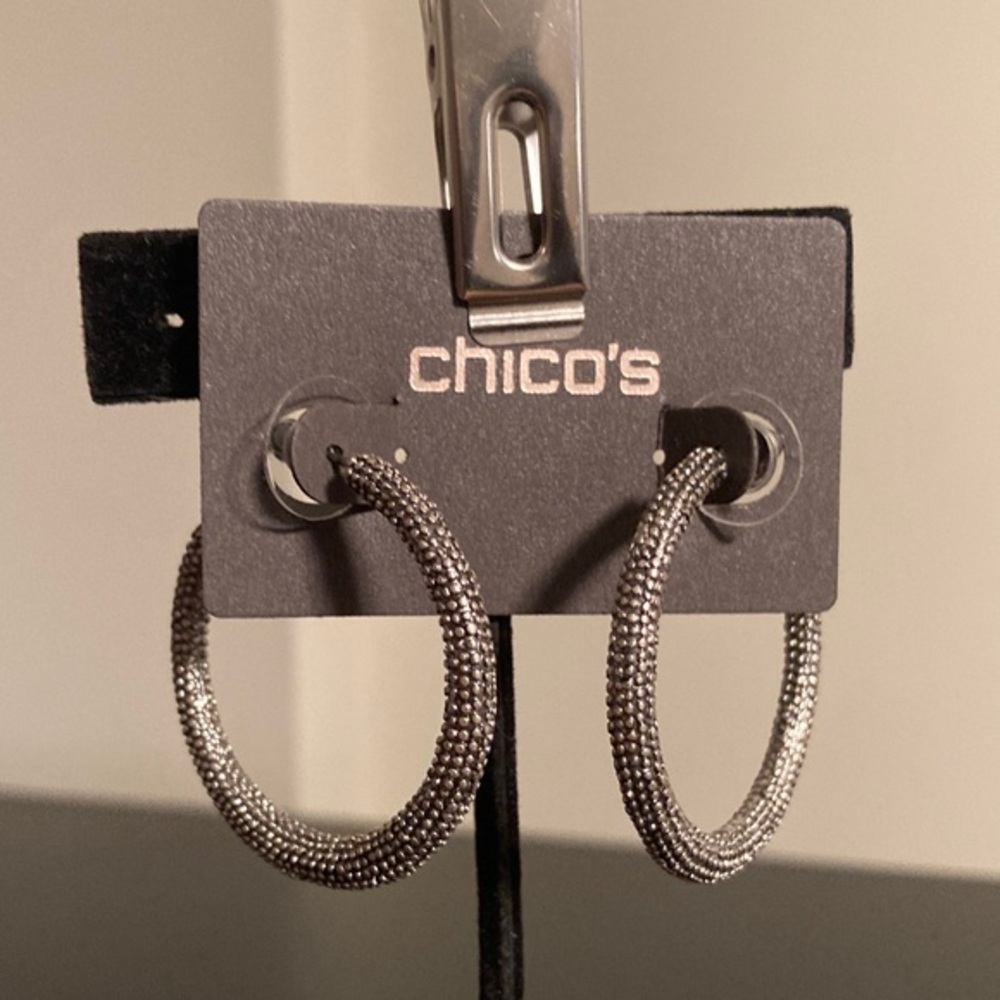 Chico's Textured Silver Hoop Earrings